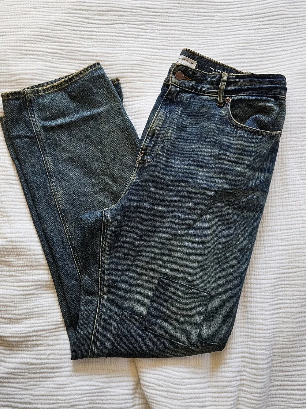 The Khloé High Waist Patch Denim Straight Leg Jeans